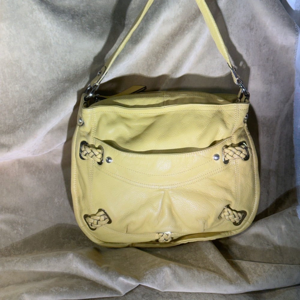 B. Makowsky Yellow Leather Hobo Shoulder Bag - Picture 12 of 13